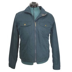 Toad&Co Jacket Womens Small Teal Quilted Zip Lined Snap‎ Pockets Organic Cotton